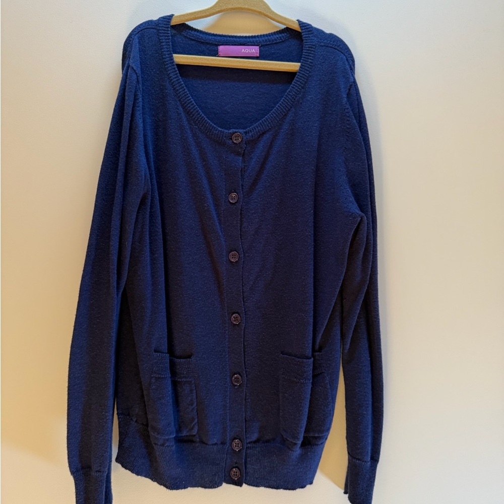 Aqua Navy Girls Cardigan Sweater
